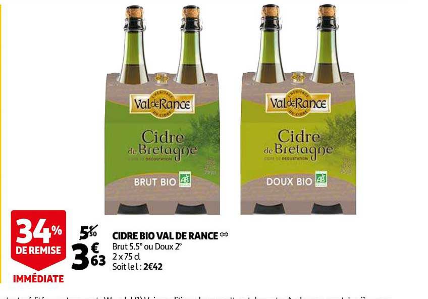 cidre bio val de rance 34% de remise immédiate