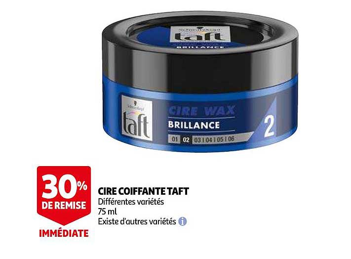 cire coiffante taft 30% de remise immédiate