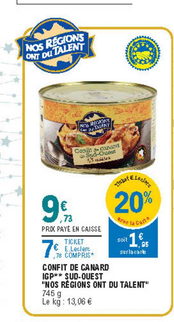 confit de canard igp sud ouest "nos régions ont du talent"