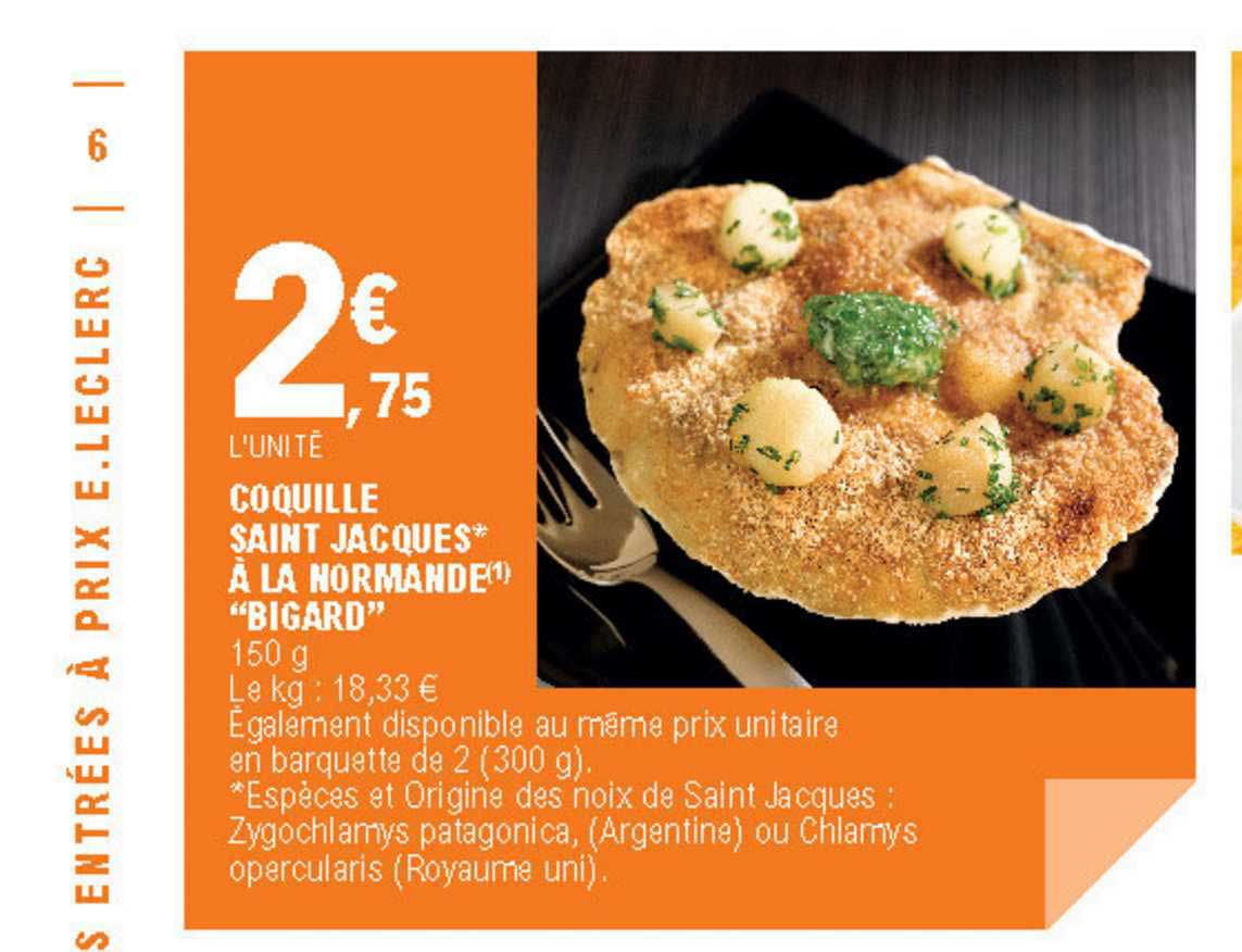 coquille saint jacques à la normande "bigard"