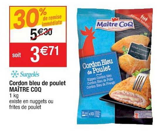 cordon bleu de poulet maître coq