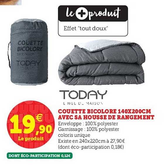 couette bicolore 140x200cm avec sa housse de rangement today