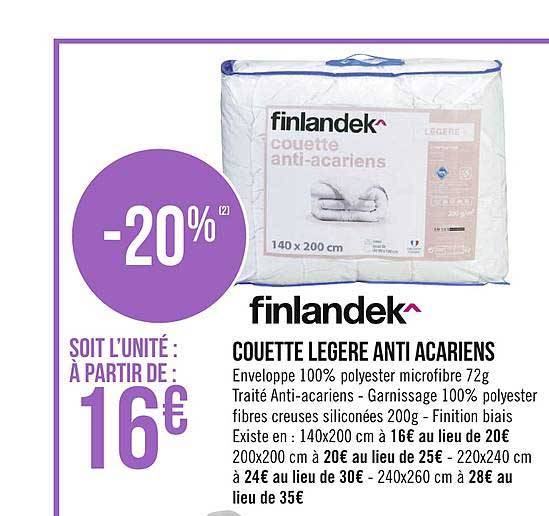 couette legere anti acariens finlandek