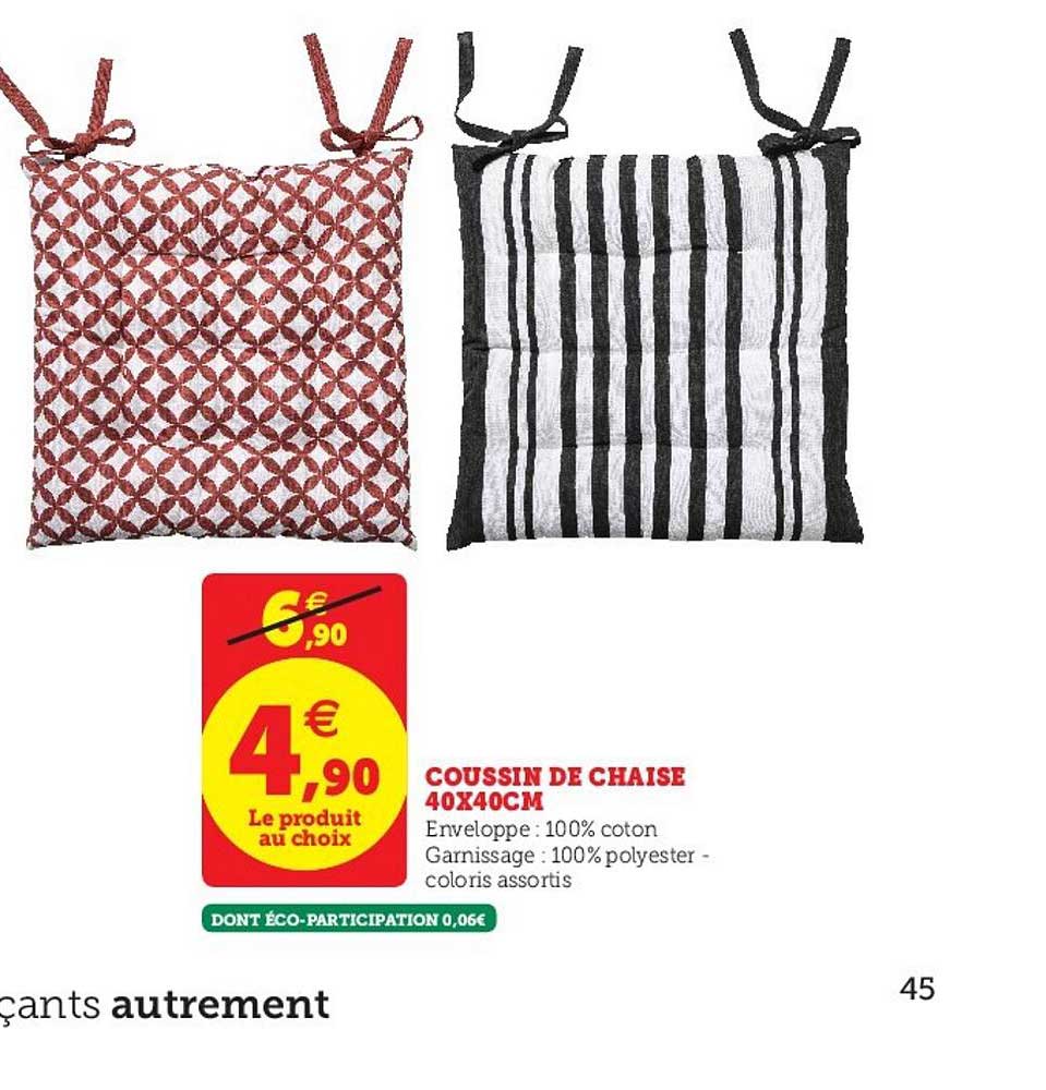 coussin de chaise 40x40cm