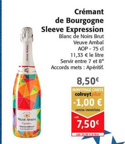 crémant de bourgogne sleeve expression blanc de noirs brut veuve ambal