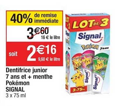 dentifrice junior 7 ans et + menthe pokémon signal
