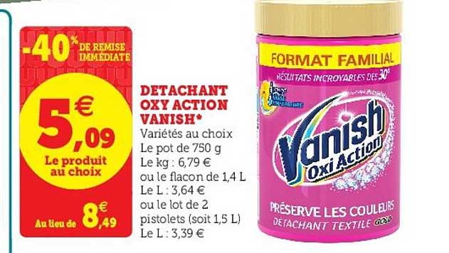 détachant oxy action vanish -40% de remise immédiate