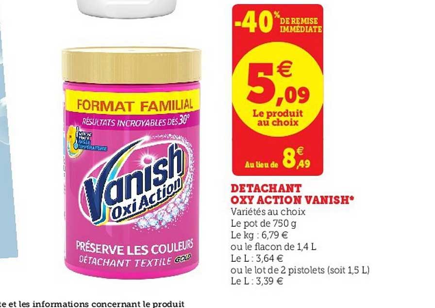 détachant oxy action vanish -40% de remise immédiate