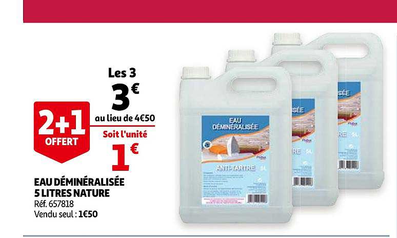 eau déminéralisée 5 litre nature 2+1 offert