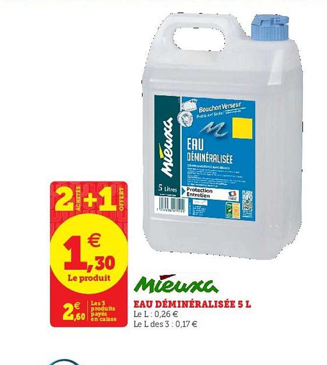 Eau Déminéralisée 5l Mieuxa 2 Achetés = 1 Offert