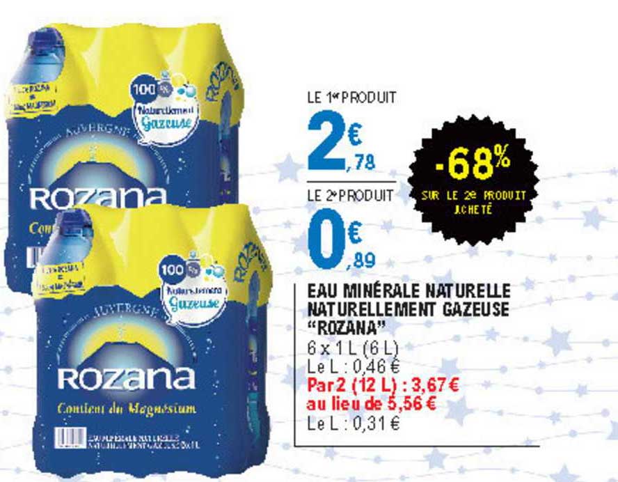 eau minérale naturelle naturellement gazeuse "rozana"