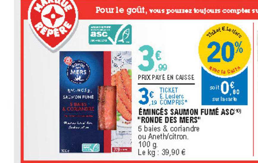 émincés saumon fumé asc "ronde des mers"