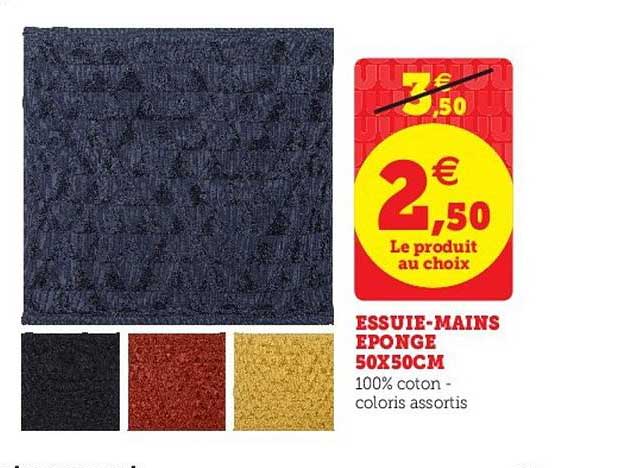 essuie mains éponge 50x50cm