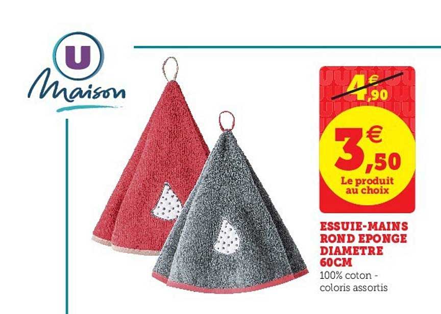 essuie mains rond éponge diamètre 60cm