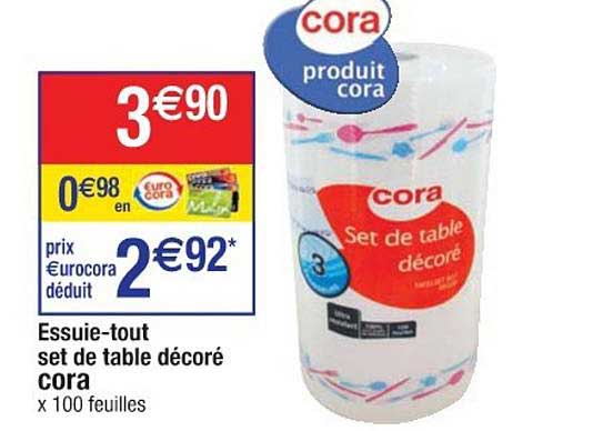 essuie-tout set de table décoré cora