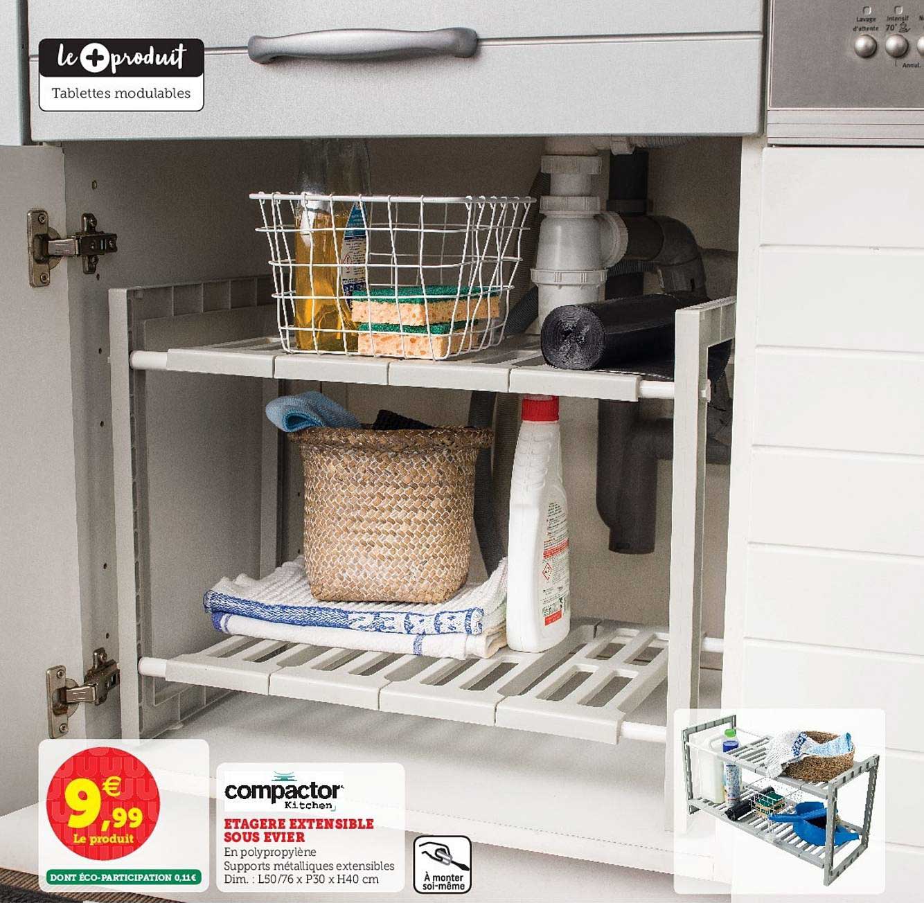 étagère extensible sous evier compactor