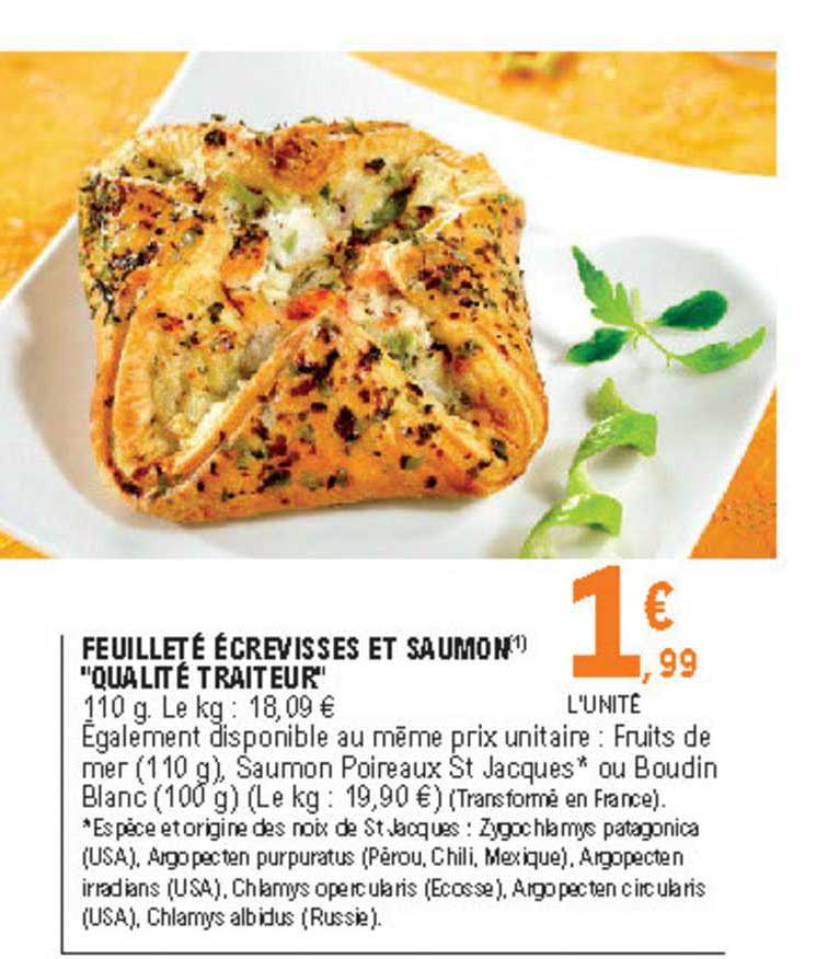 feuilleté écrevisses et saumon "qualité traiteur"