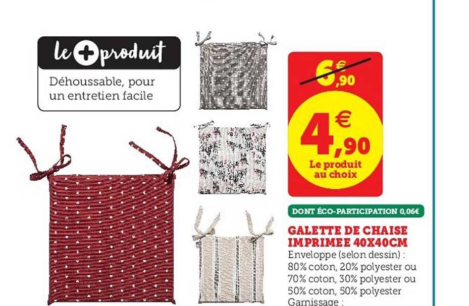 galette de chaise imprimée 40x40cm