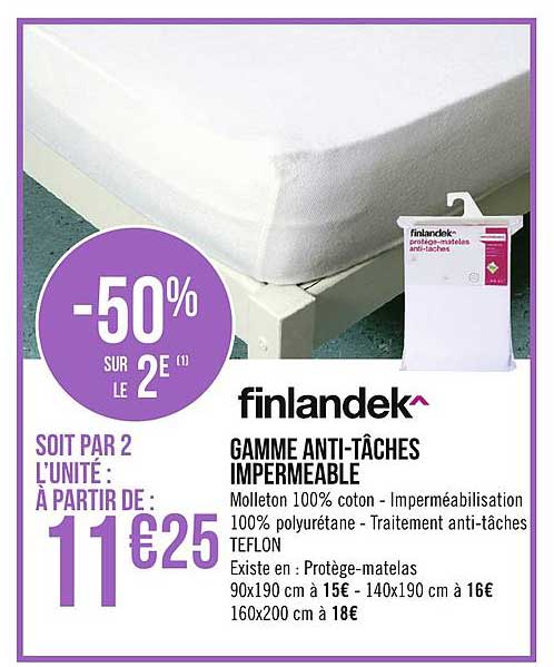 gamme anti tâches impermeable finlandek -50% sur le 2e
