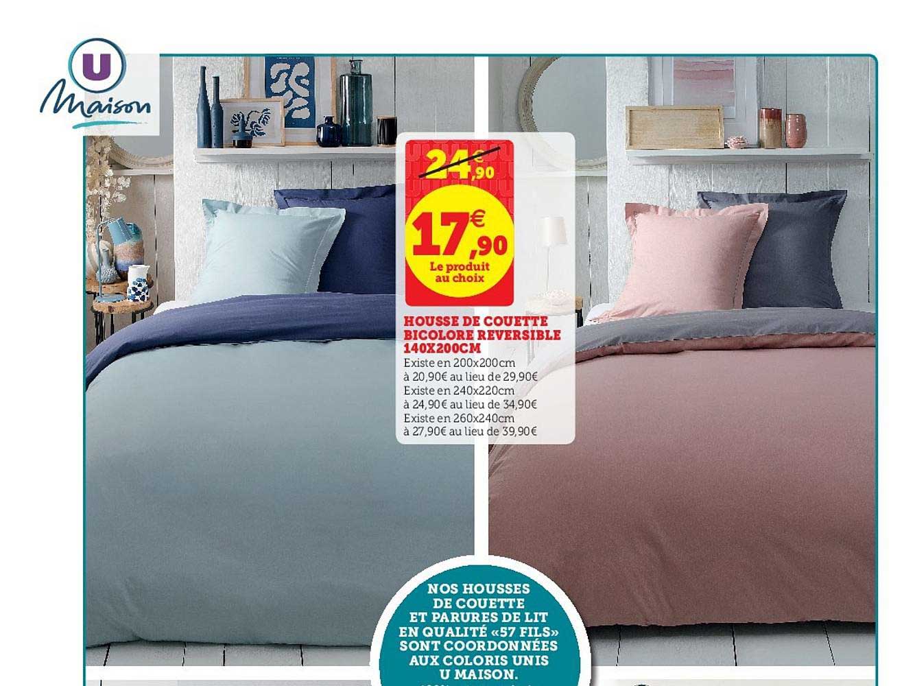 house de couette bicolore reversible 140x200cm