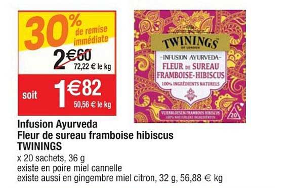 infusion ayurveda fleur de sureau framboise hibiscus twinings