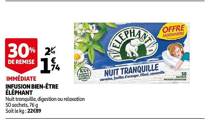 Infusion Bien être éléphant 30% De Remise Immédiate