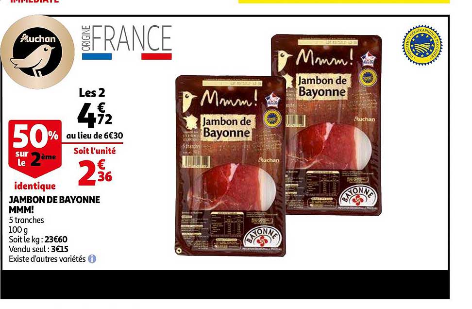 jambon de bayonne mmm! 50% sur le 2ème identique