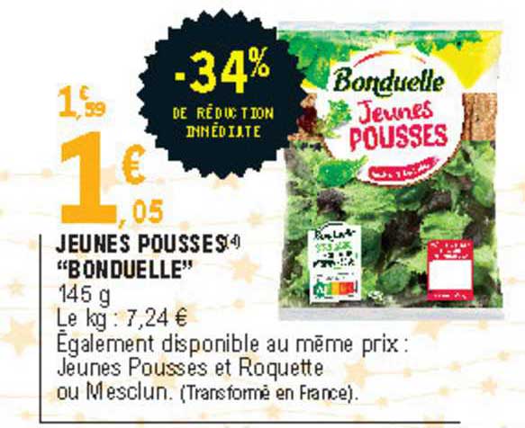 jeunes pousses "bonduelle" -34% de réduction immédiate
