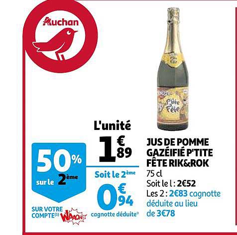 jus de pomme gazéifié p'tite fête rik&rok