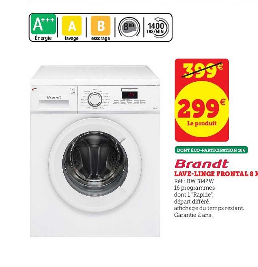 lave linge frontal 8 kg brandt