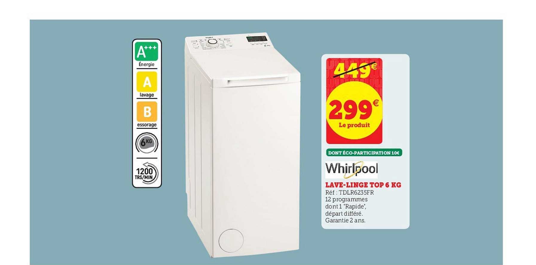 lave linge top 6 kg whirlpool