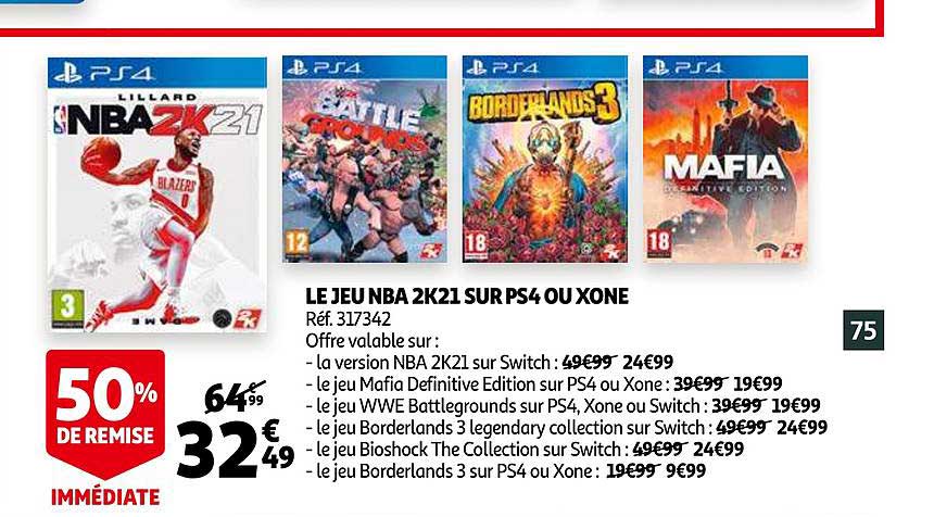 le jeu nb 2k21 sur ps4 ou xone 50% de remise immédiate