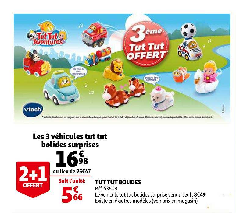 les 3 véhicules tut tut bolides surprise 2+1 offert