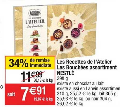 les recettes de l'atelier les bouchées assortiment nestlé