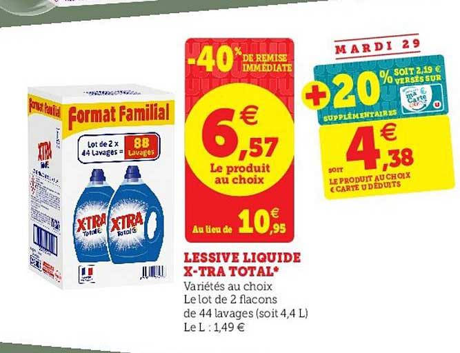 lessive liquide x tra total -40% de remise immédiate