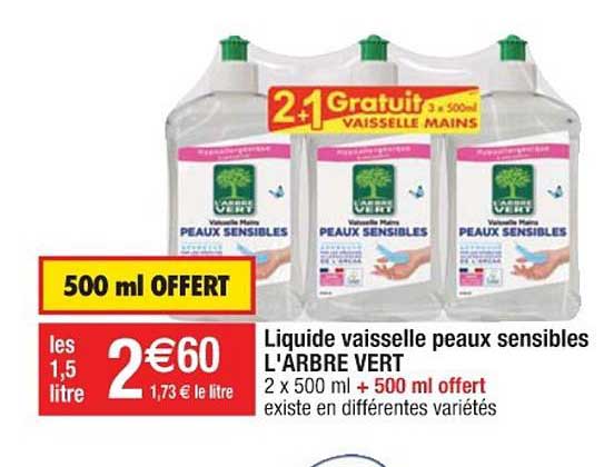 Liquide Vaisselle Peaux Sensibles L'arbre Vert