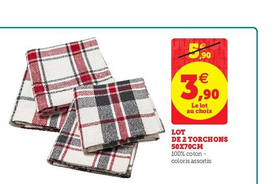 lot de 2 torchons 50x70cm