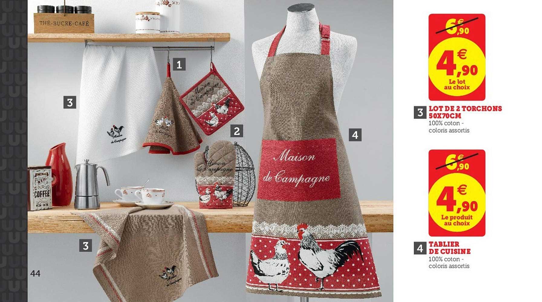 Lot De 2 Torchons 50x70cm Tablier De Cuisine