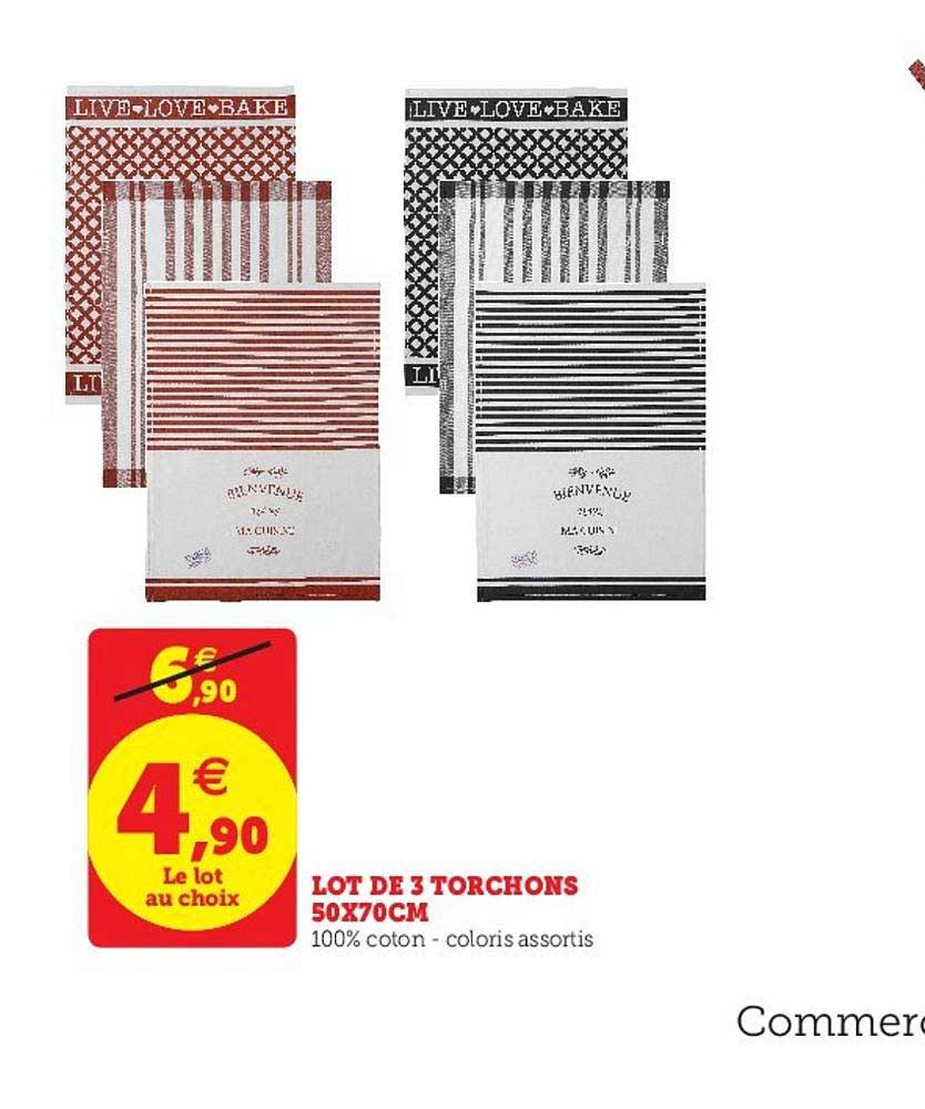 lot de 3 torchons 50x70cm