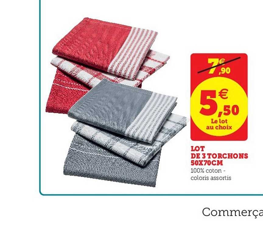 lot de 3 torchons 50x70cm