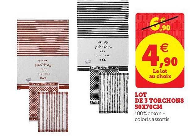 Lot De 3 Torchons 50x70cm