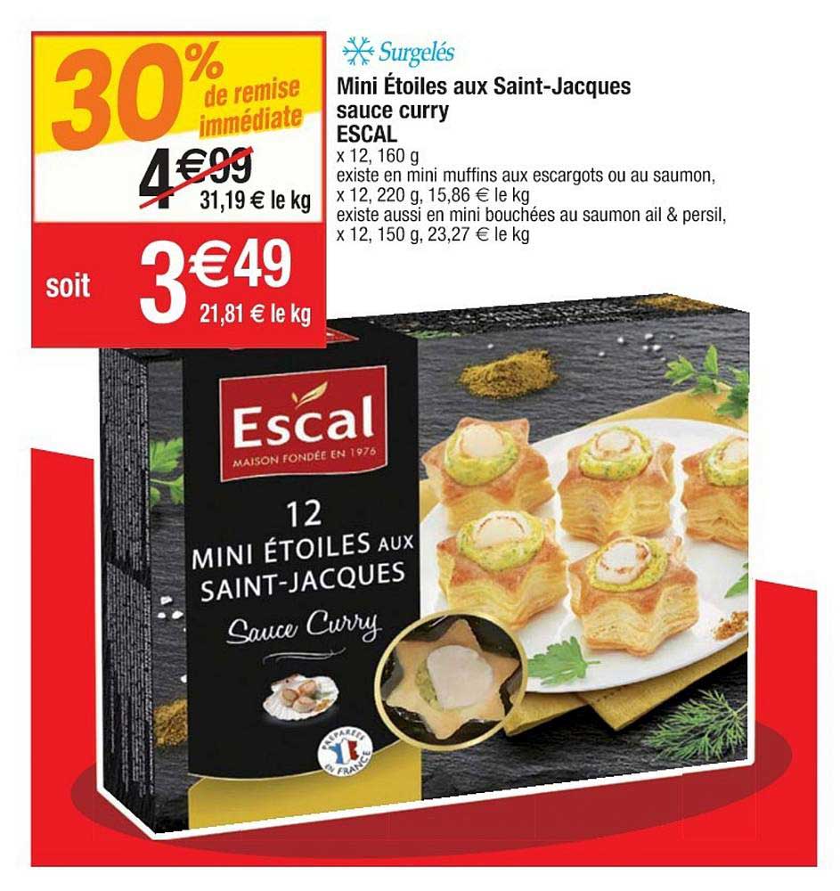 mini étoiles aux saint-jacques sauce curry escal