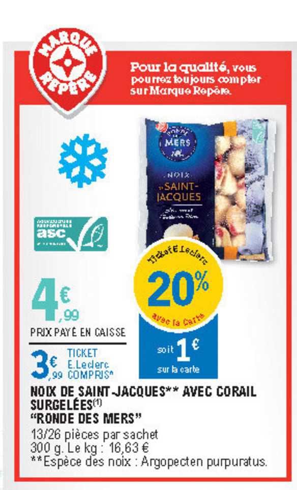 noix de saint jacques avec corail surgelées "ronde des mers"