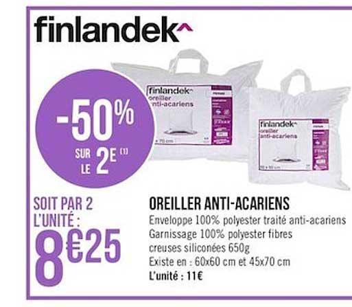oreiller anti acariens -50% sur le 2ème