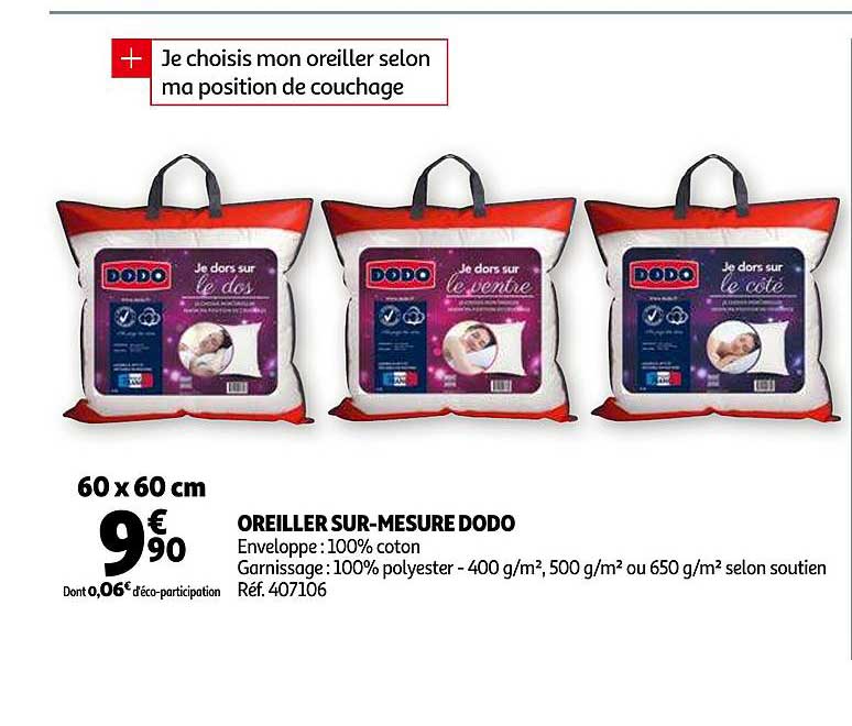 oreiller sur mesure dodo