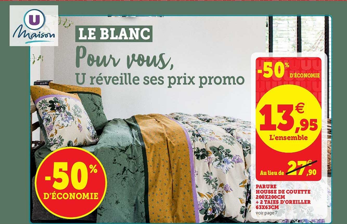 parure housse de couette 200x200cm + 2 taies d'oreiller 63x63cm