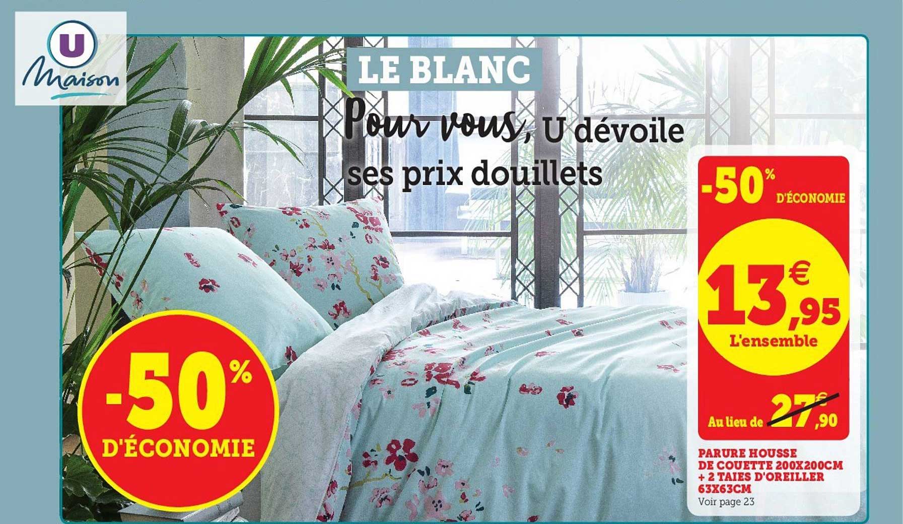 parure housse de couette 200x200cm + 2 taies d'oreiller 63x63cm