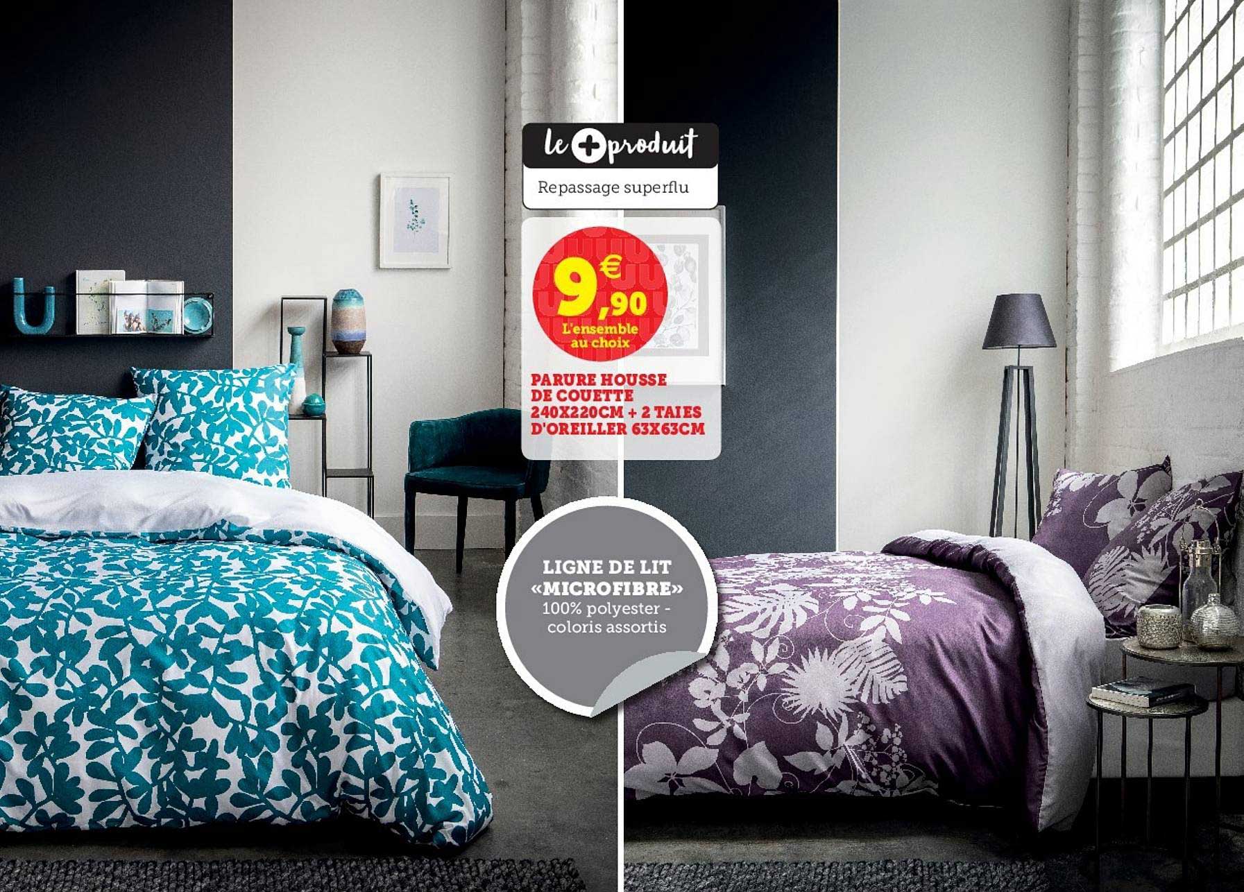 parure housse de couette 240x200cm + 2 taies d'oreiller 63x63cm