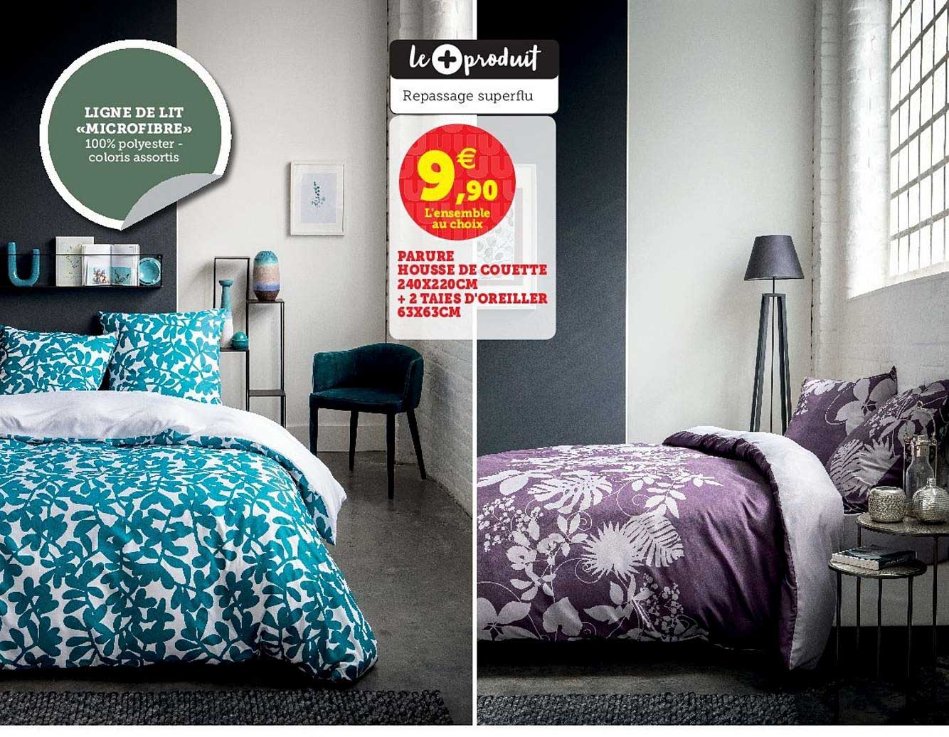 parure housse de couette 240x220cm + 2 taies d'oreiller 63x63cm