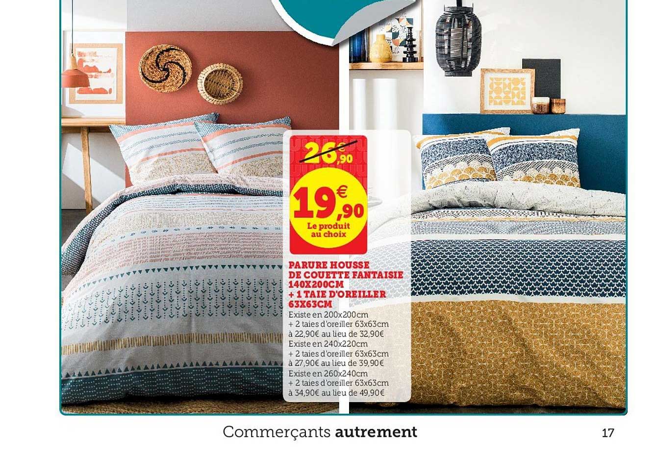 parure housse de couette fantaisie 140x200cm + 1 taie d'oreiller 63x63cm